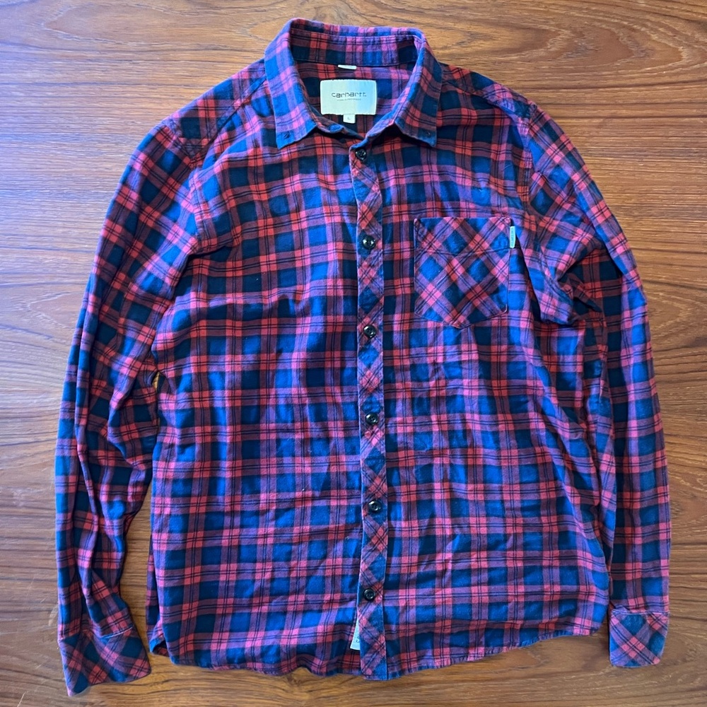 Carhartt WIP Red and Black Plaid Men's Flannel